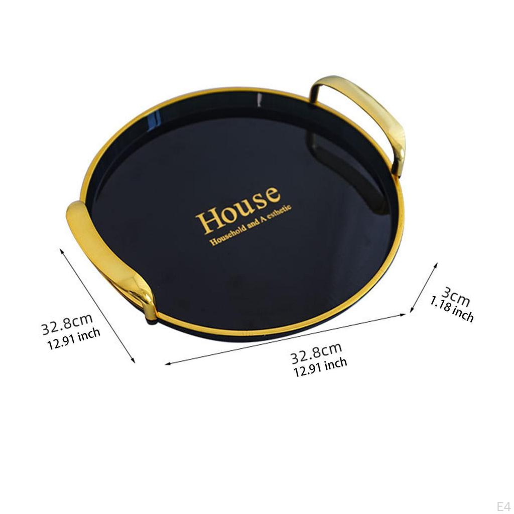 Biscuit Cookies Pastry Tray Snack Plate with Double Handle Simple Storage Organizer Round