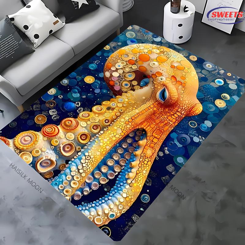Octopus Theme Printed Rug for Living Room Large Area Decorate Carpet Non-slip Sofa Mat Modern Home Fashion Floor Mats