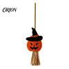 Natural Straw Broom Ornament Halloween Mini Broomstick Ornament, Witch Pumpkin Bat Ghost Decor with Grass Bright Wear-resistant Broom, Festive