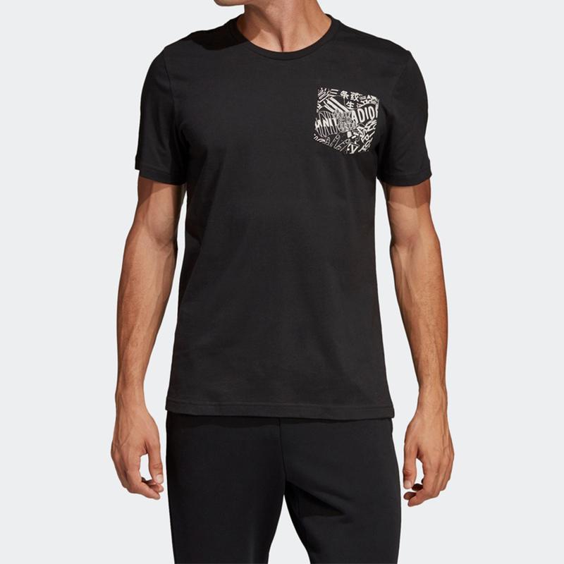 Adidas Sports Style Crew Neck Short Sleeve T-Shirt Men Tops Black DV3097