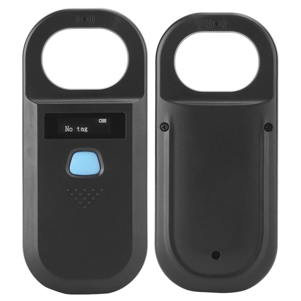 Animal Tag Reader Pet Supplies Portable Chip Scanner OLED Screen Handheld High Brightness(Black )