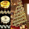 Christmas Ribbon Fairy Light Christmas Decoration For Home 2025 DIY Bows String Light Tree Ornaments Xmas Decor New Year 2026