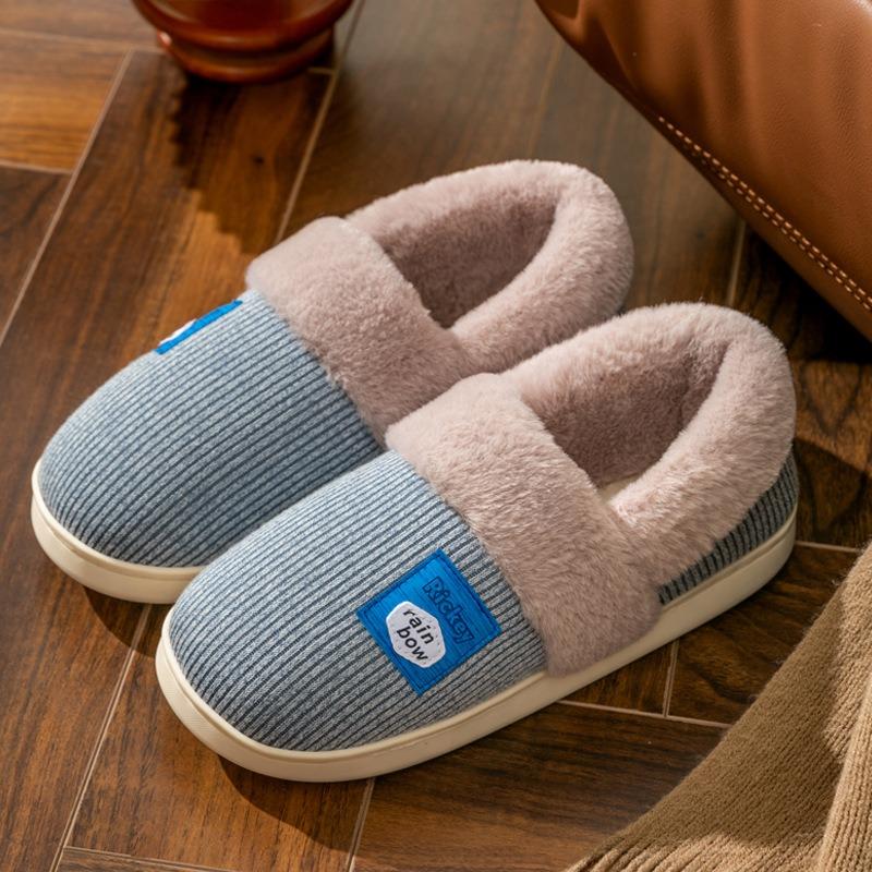 Winter Paar Tasche mit Baumwollpantoffeln für den Innenbereich zu Hause Rutschfest Abriebfest Warm und mit dicker Sohle
