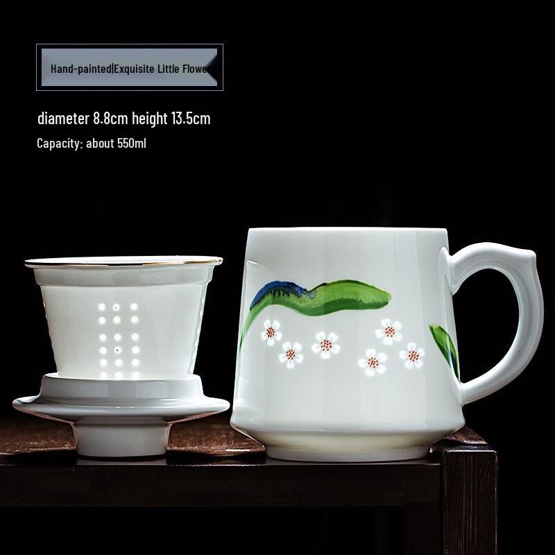 

Jingdezhen Hand-painted Ceramic Tea Separation Teacup with Lid