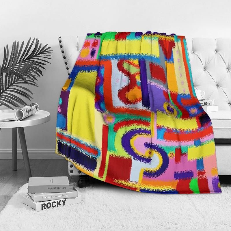 Colorful Abstract Geometric Sofa Throw Blanket Bedspread Decorative Cushion Cover for Home Living Room Bedroom