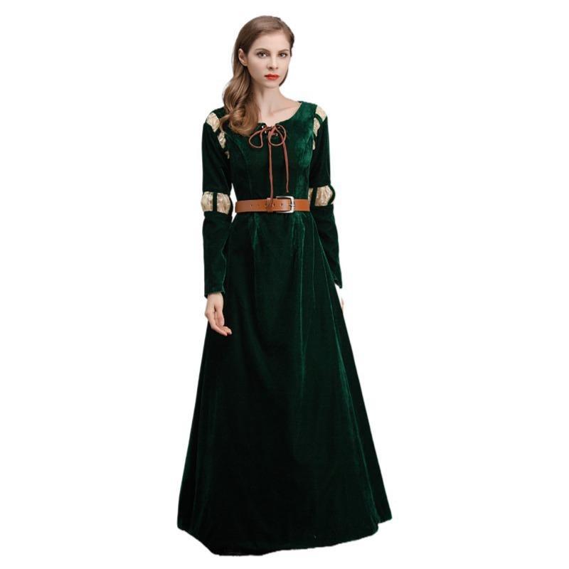 Damen Brave Merida Grün Hof Langes Kleid Halloween Cosplay Kostüm