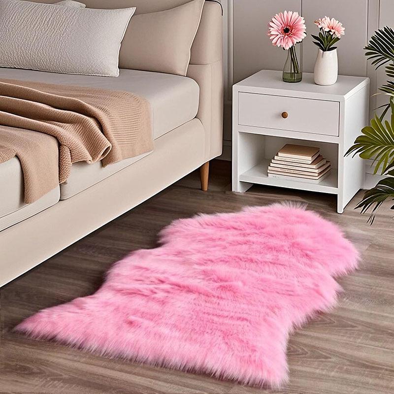 Plush Imitation Wool Carpet & Chair Cushion - Thick Decorative Floor Mat & Bedside Rug for Living Room