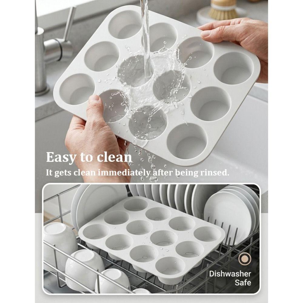 12 Cavity Silicone Baking Molds Non-Stick Cupcake Molds New Pudding Mould  for  Dessert Baking