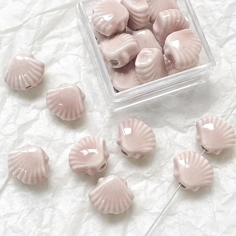 Z33 10pcs 10x12mm Shell Shaped Ceramic New Beads Multicolor Exquisite DIY Handmade Necklace Bracelet Jewelry Trend Accessories