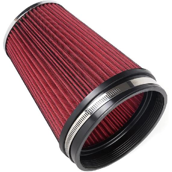 6" Inlet Cold Air Intake Filter Cone Replacement Performance Washable Clamp-On Dry Air Filters Red (6" Tall)