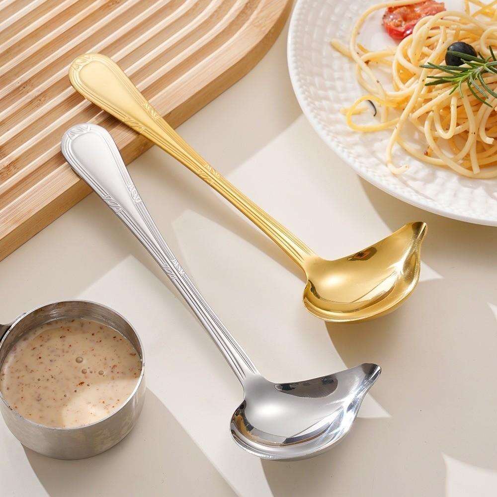 Duckbill Shape Stainless Steel Soup Spoon Mirror Polishing Serving Spoon for 2pcs Home Kitchen