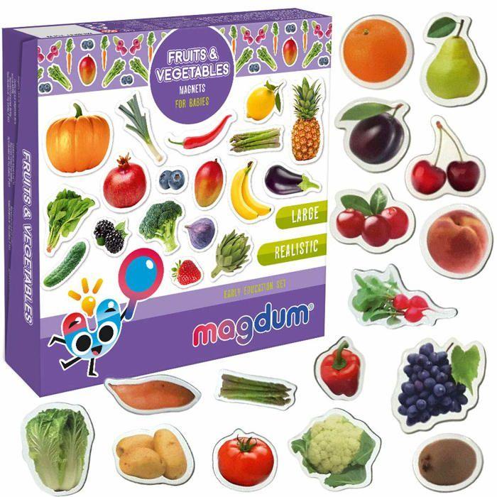 Jeu d'apprentissage - Magdum - ML - 50 aimants Fruits-Baies-Légumes - Éducatif - 3 ans et plus