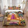 Set de așternut cu imprimeu Cartoon Tangled Rapunzel, 3 bucăți, Husă de plapumă moale și confortabilă pentru dormitor B012