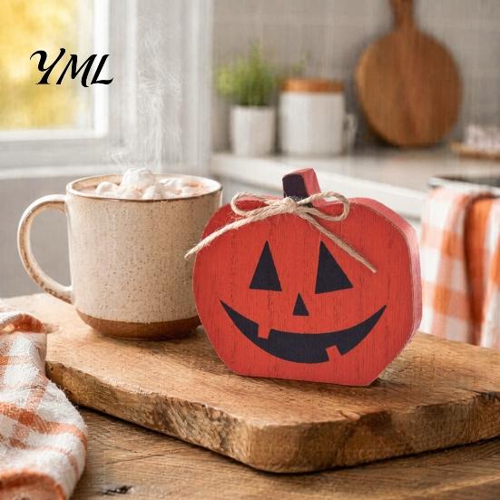 Rustic Tiered Tray Decor Halloween Table Sign, Wooden Pumpkin Ghost Bat Block Fall Harvest Settings Ornament for Tabletop Home Office Indoor