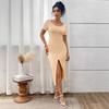 Retro collar dress women's summer new thin waist pure desire to open fork Spice girl hip wrap medium and long dress children