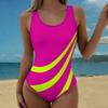 Summer Sexy Geometric Pattern Printed One-piece Swimsuit Slim Fit and Slimming, Deep U-back Design, Beach Pool Vacation Eye-catching Fashion Swimsuit