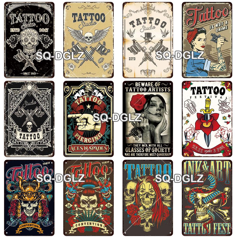 [SQ-DGLZ] Tattoo Styles Metal Sign Vintage Plaque Tin Sign Plate Wall Decor For Bar Club Man Cave Art Painting Travel Poster