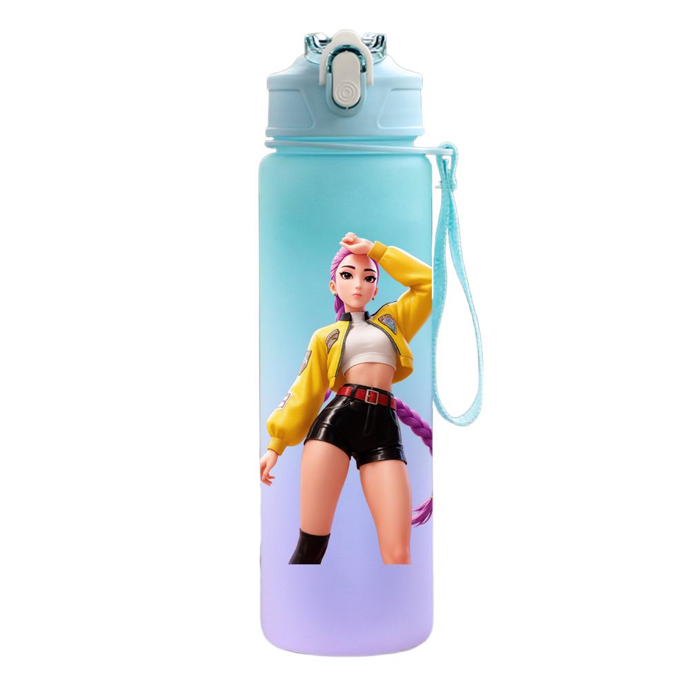 750 ml Wasserflasche Anime Cartoon K-Pop Dämonenjäger Aufdruck Große Kapazität Trinkbecher Tragbar Outdoor Sport Wasserbecher Kinder Kinder Geschenk