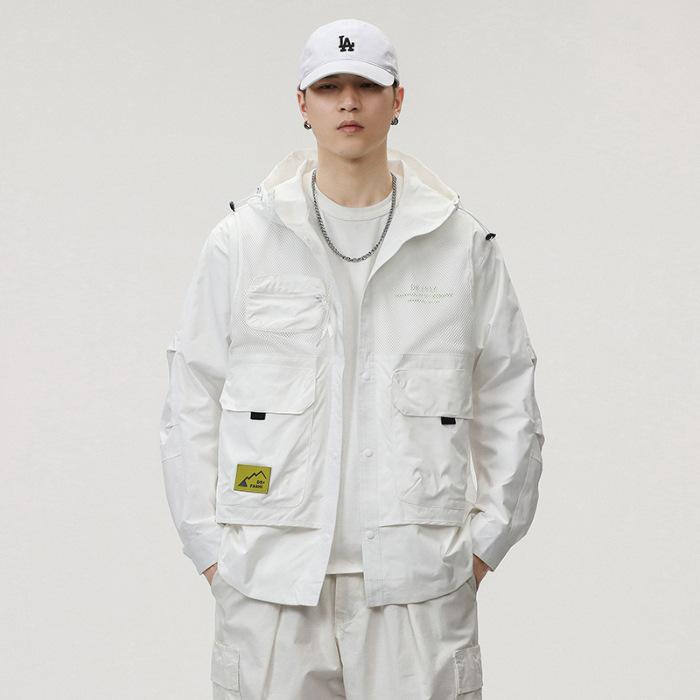 Hooded Jacket Men'S Loose Large Size Outdoor Tooling Jacket Casual Jacket Clothes Trendy Brand