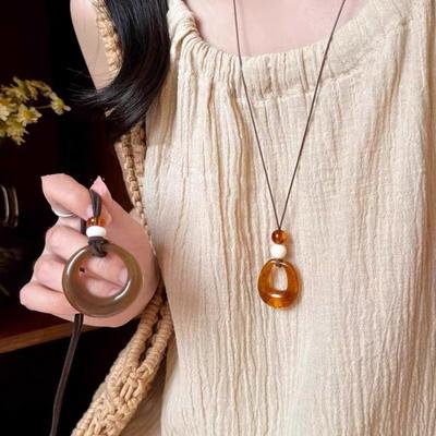 Retro Hollow Geometric Circle Necklace - Long Style Pendant - Unique and Rare Accessory for Various Outfits