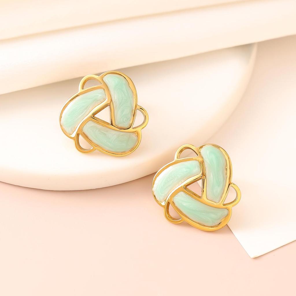 French Enamel Drip Oil Earrings: Stainless Steel, Irregular, Titanium Women's Luxury
