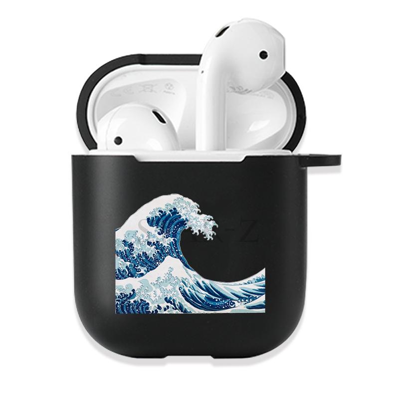 Soft Black Silicone Case for Apple Airpods Pro 3 2 1 The Great Wave of Kanagawa Bluetoooth Wireless Earphone Cases Airpod Cover
