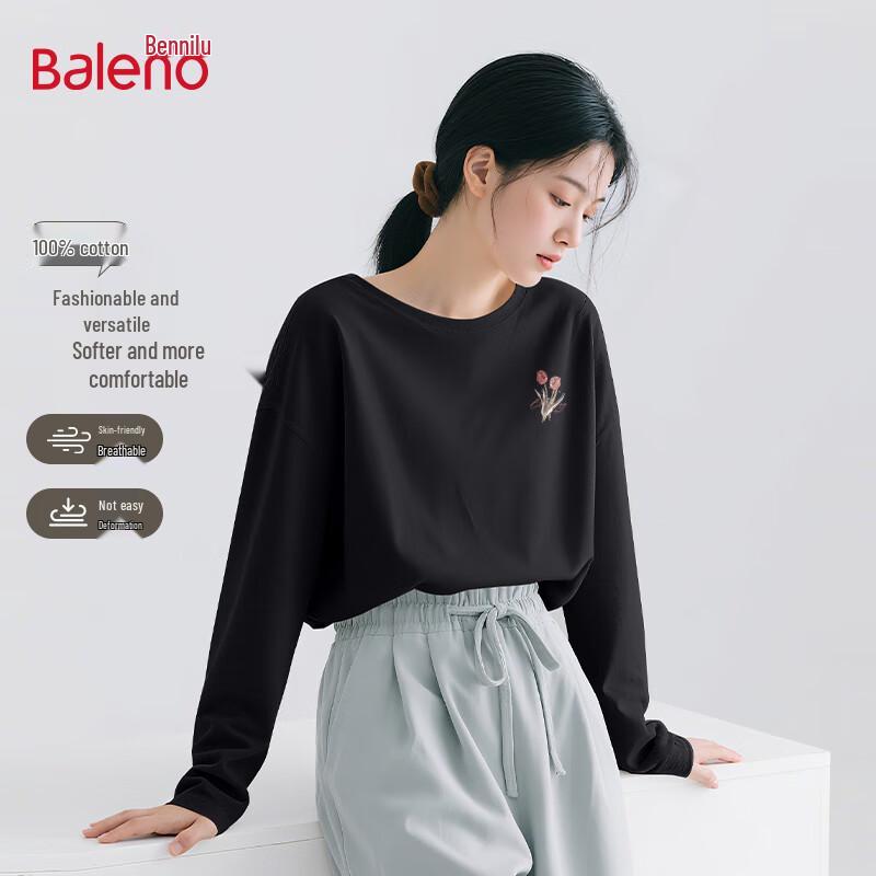 Baleno Women's Pure Cotton Long Sleeve Round Neck T-Shirt