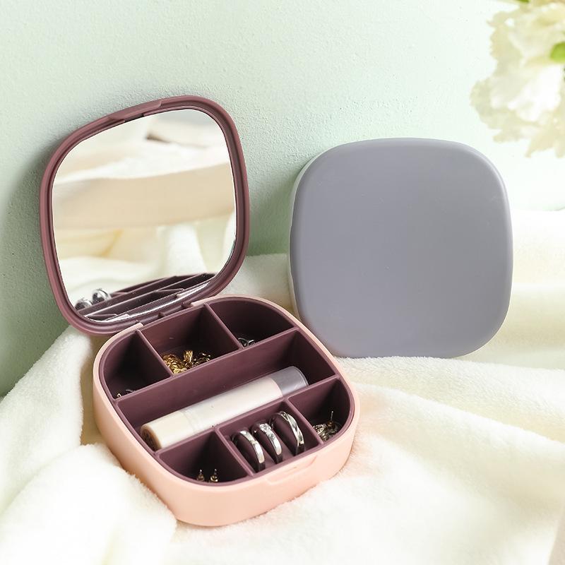 Portable Mini Jewelry Box with Mirror – Earring & Bracelet Storage