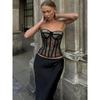 # Sisjuly# French Retro Lace Patchwork Fishbone Sexy Tube Top Female Sexy Skinny Slimming Easiest for Match Tops