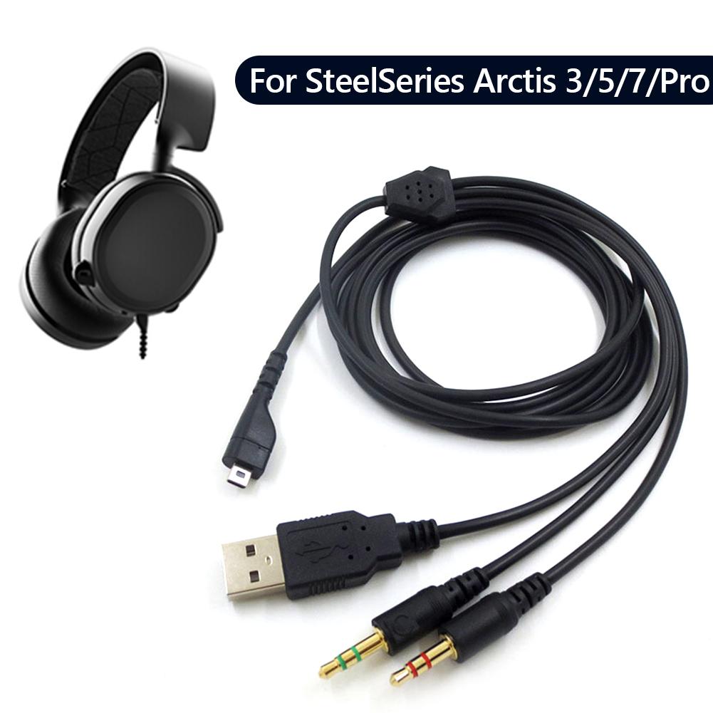 2m 3 Plug Gaming Headset Audio Cable Cable Adapter for SteelSeries