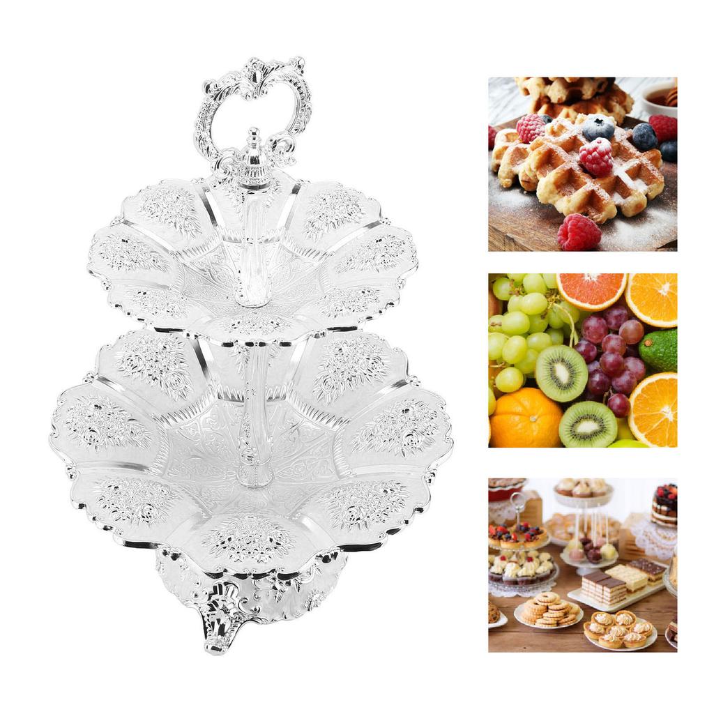 Cup Cake Tower Stand 2 Tier Alloy Elegant Tiered Cake Display Holder Serving Tray