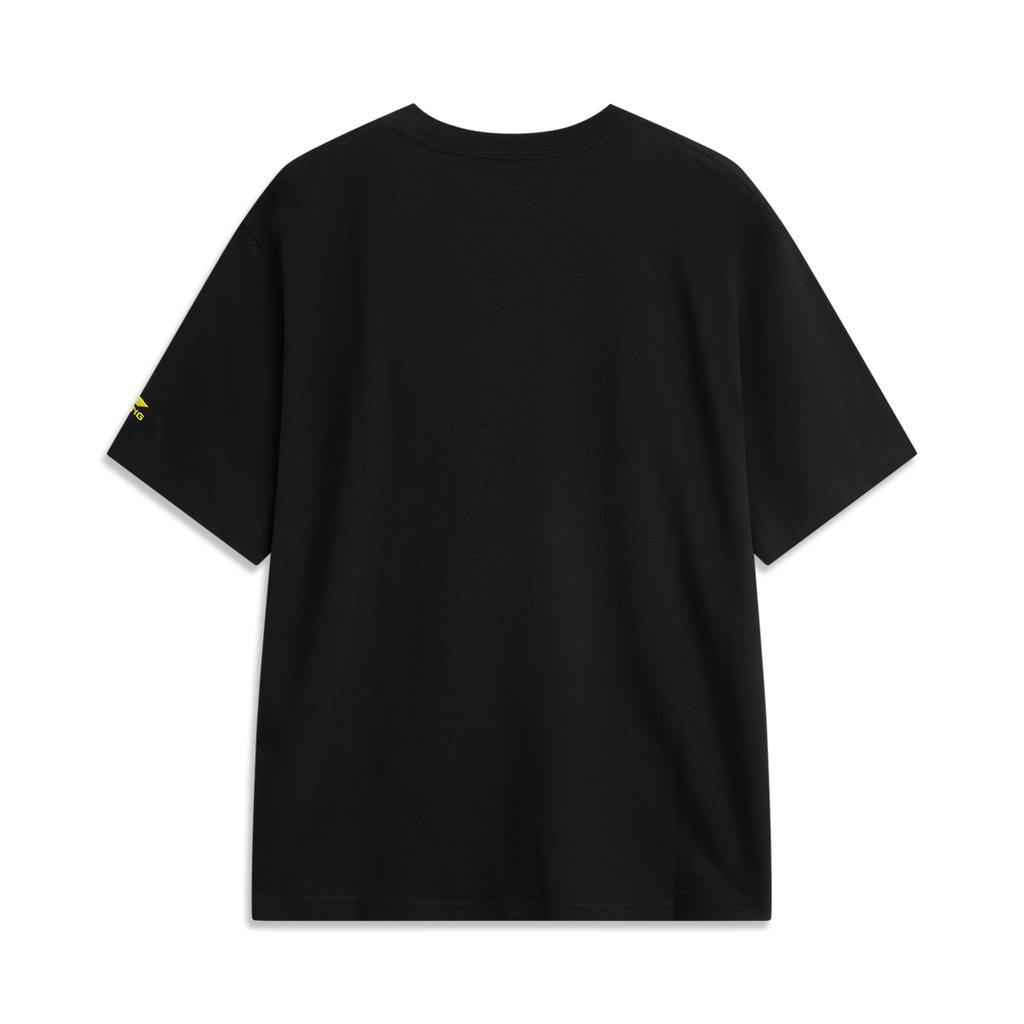 Li Ning Disney Mickey Kolaborace Měkké Pohodlné Prodyšné Logo Vyšívané Kulatý Výstřih Volné Krátký Rukáv Pánské Tričko Černé AHSUA75-2