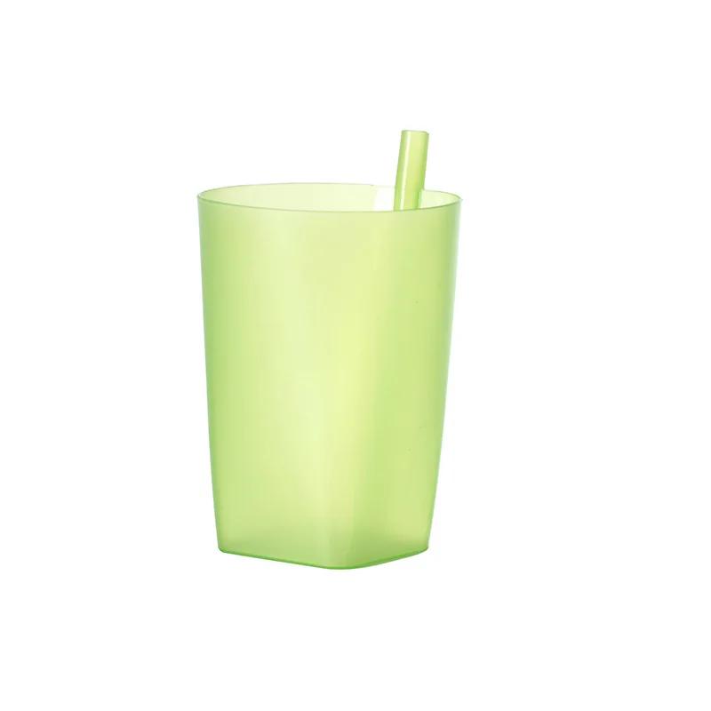 Solid Color Fresh Candy Color Small Straw Children's Cup Plastic Drinking Water Transparent Straw Cup Integrated Beverage Cup