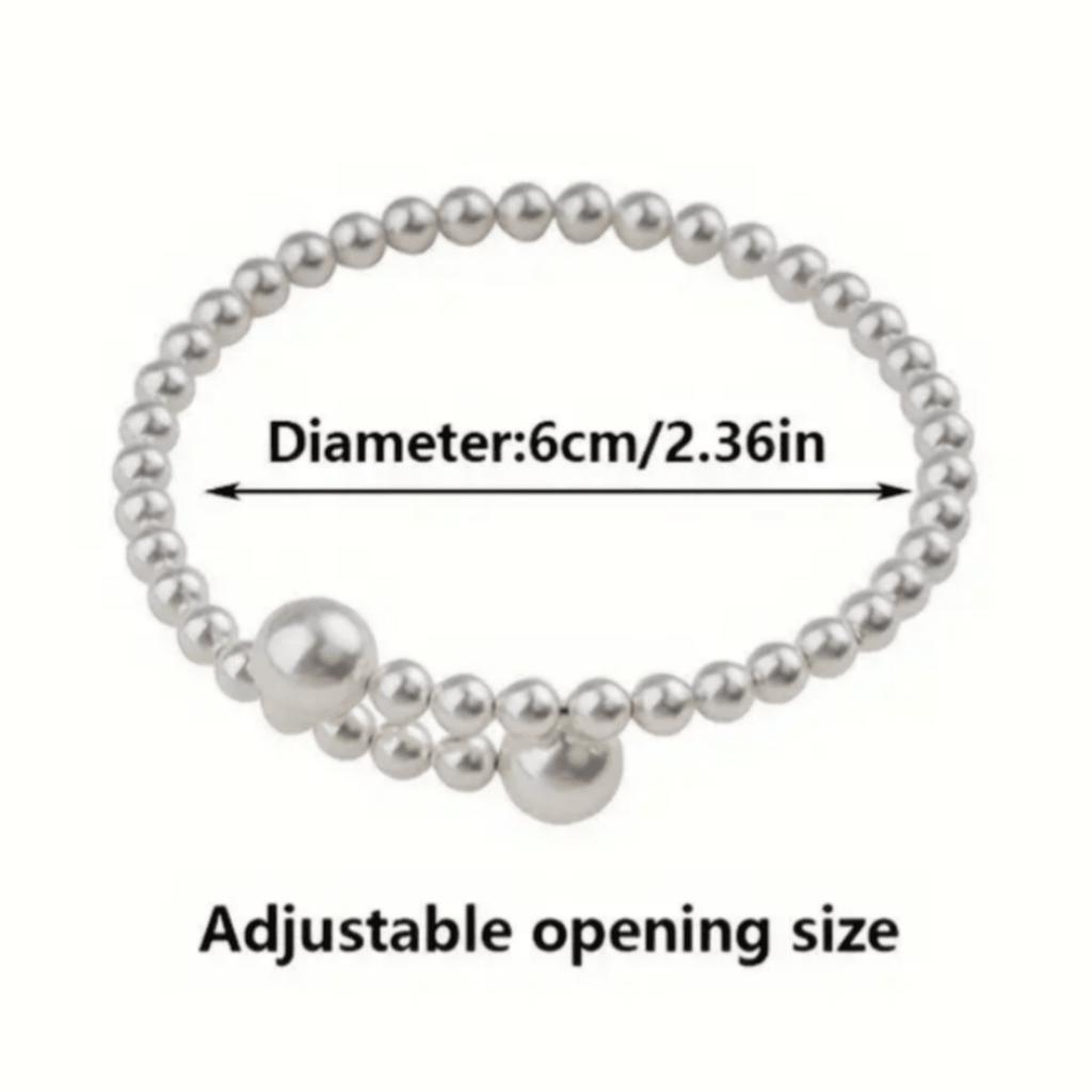 1pc Elegant Adjustable Faux Pearl Beaded Bracelet for Women, Geometric Design, Sophisticated Stylish Accessory for Daily Use, Parties, and Vacations