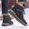TUINANLE Men Winter Boots Warm Plush High-top Velcro Non-slip Chunky Heel Snow Outdoor Shoes