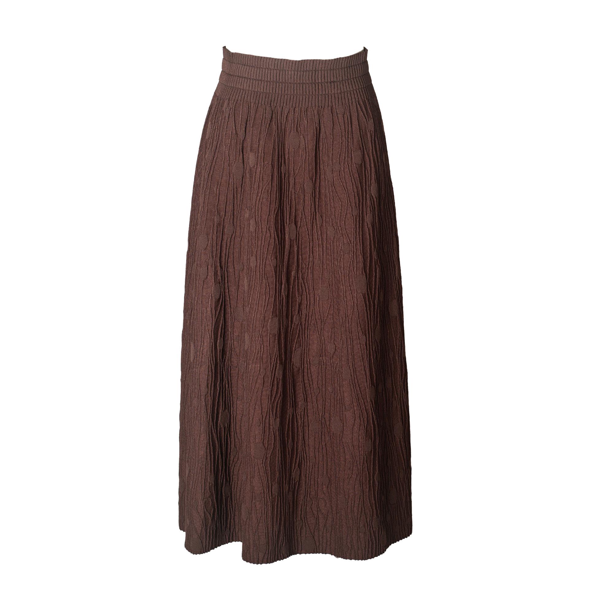 

High Waist Floral Knit Midi Skirt - A-line Wool Slimming Skirt with Large Flare for Autumn & Winter Medium 80cm