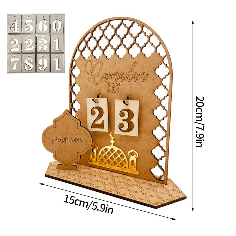 Деревянный календарь Рамадана Ид Мубарак Адвент-календарь с обратным отсчетом Рамаданские украшения Ид-календарь для дома Праздничный декор для вечеринки