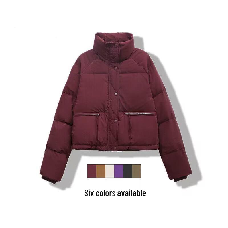 

Korean Style Women s Winter Clearance: Short, Thick, High-Waisted Down Cotton-Padded Jacket Medium (M) червоний