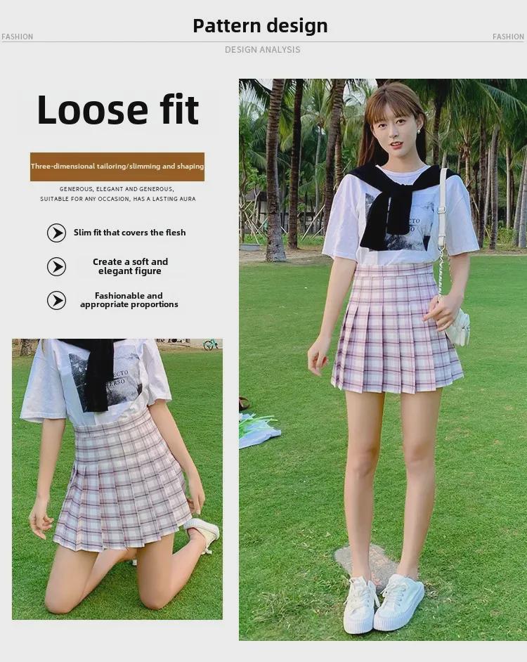 Women's High Waist A-Line Skirt - Summer 2025 Plaid Pleated Design