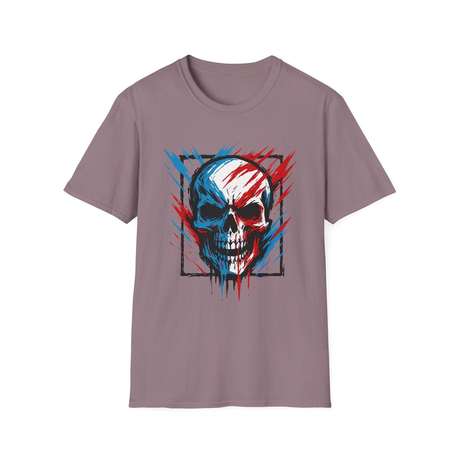 Unisex Softstyle T-Shirt Skull Abstract Paint Drip S