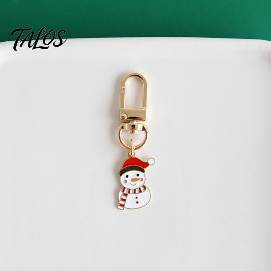Christmas Party Keychain Cartoon Keychain, Enamel Santa Snowman Elk Snowflake Bag Charm, Holiday Decoration Xmas Theme Pendant for Backpacks Handbags