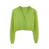 Fashion Short High Waist Long Sleeve Collar Women's Knit Cardigan Sweater Coat for Autumn Winter