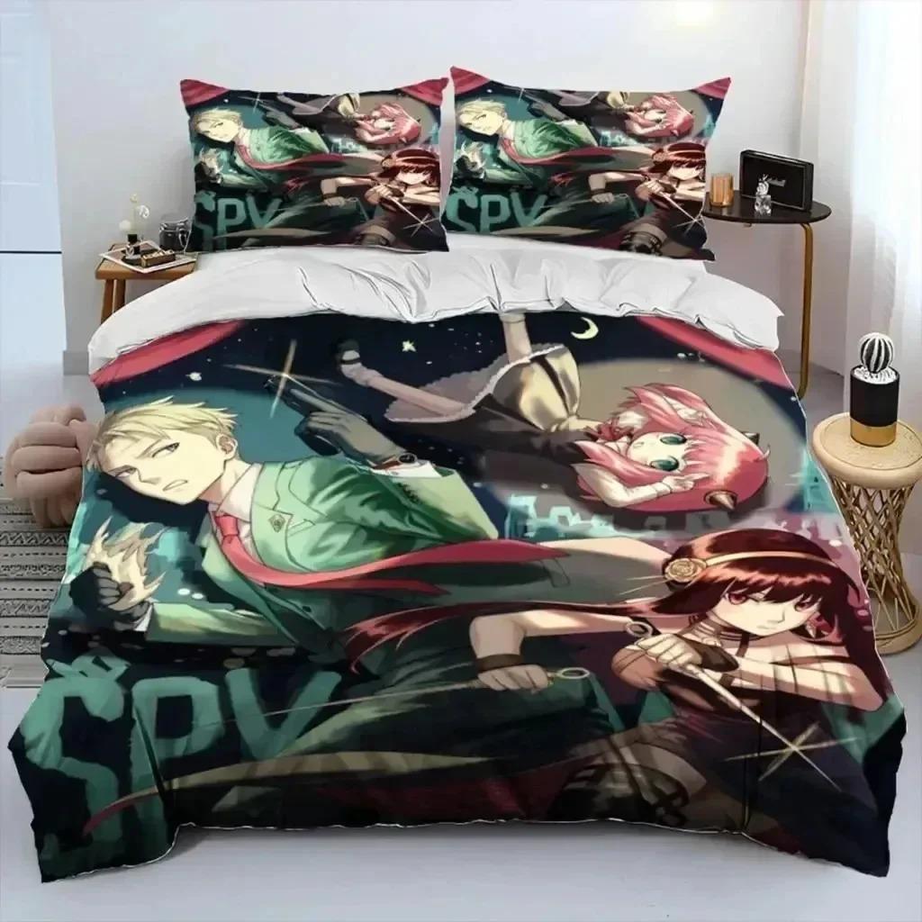 3D Print Anime SPY×FAMILY Anya Beding Set Young Boys Young Girls Twin Quen Sized Dimensions Soft Duvet Cover Pilowcase Bed Children Kids Adult People