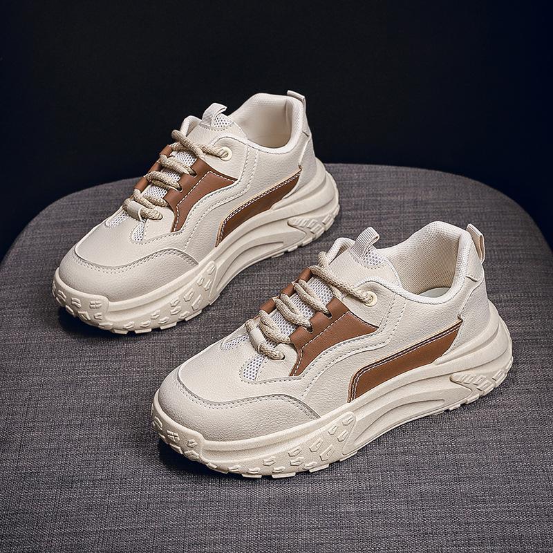 Fashion 2024 new spring and autumn leather casual versatile sports shoes for women, soft soled work shoes