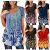 Women's Short Sleeve Tunic Loose Tops Casual Plus Size Tops Pleated Tunic Button T-Shirts