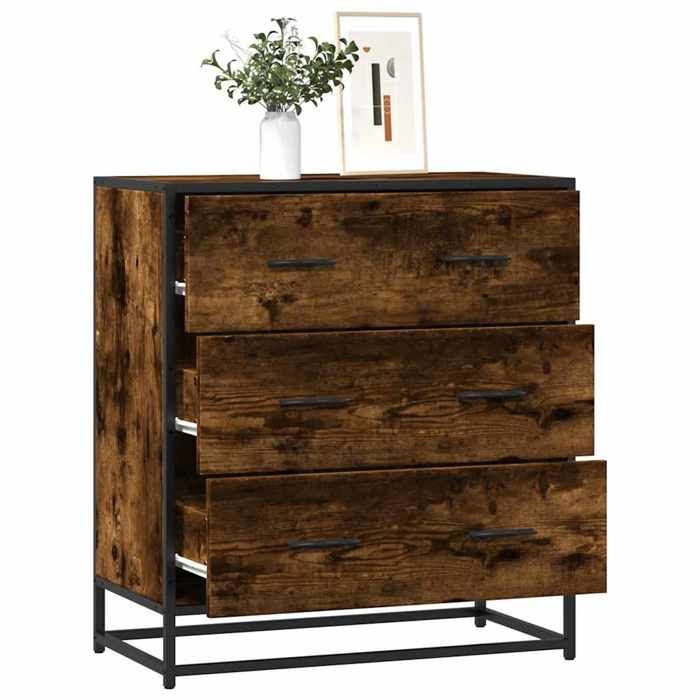 VidaXL Buffet Smoked Oak 68x35x76 Cm Engineered Wood and Metal, Storage Cabinet, Hallway Cabinet, Side Cabinet 848971