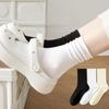 5 Pairs of Simple High-top Socks for Women To Wear Over Trendy and Versatile Black and White Autumn and Winter Schoolhouse-style Socks