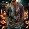 Men's Casual Long Sleeve Halloween Printed T-Shirt, Lightweight Neck Top for Daily Wear