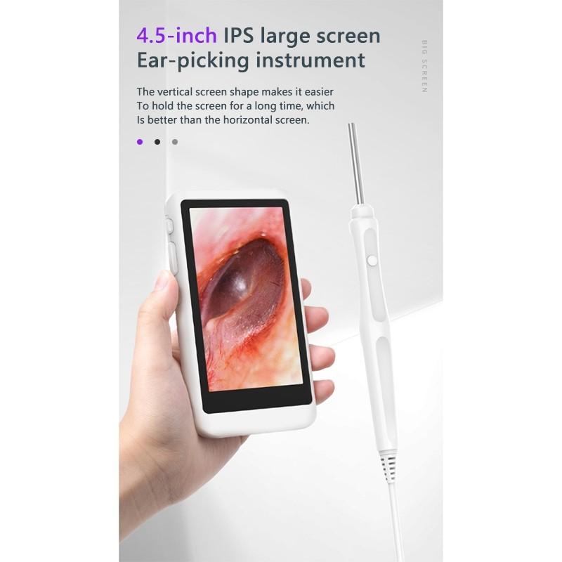 4.5-inch Screen Ear-picking Instrument 3.9/3.2mm Digital Otoscopy Endoscope HD LCD Screen Ear Scope Clean Ear Wax Cameras