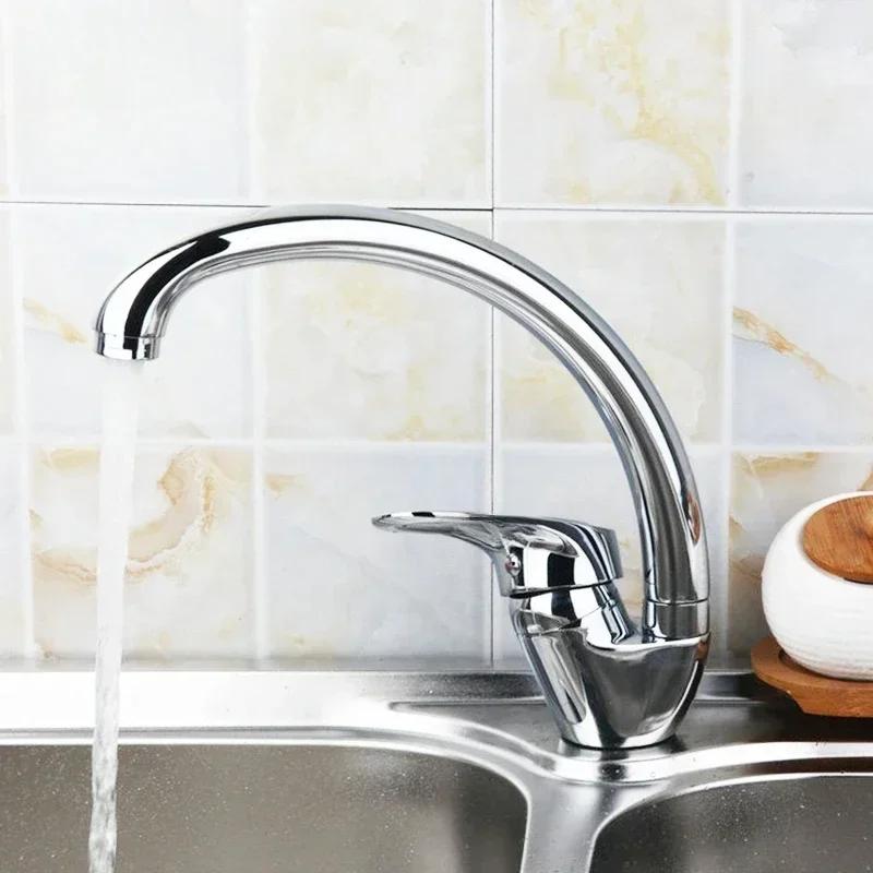 Stainless Steel Sink Faucet Hot and Cold Mixing Tap Kitchen Faucets Household Single Handle Rotation WashBasin Tap Deck Mounted